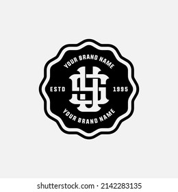 Monogram, Badge Logo, Initial letters S, Y, SY or YS, Interlock, Modern, Sporty, Black and White Color on White Background