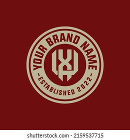 Monogram, Badge Logo, Initial letters U, X, UX or XU, Interlock, Modern, Sporty, Cream and Red Color on Red Background