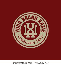 Monogram, Badge Logo, Initial letters U, X, UX or XU, Interlock, Modern, Sporty, Cream and Red Color on Red Background