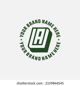Monogram, Badge Logo, Initial letters U, A, UA or AU, Modern, Sporty, Green and White Color on White Background