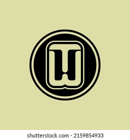 Monogram, Badge Logo, Initial letters T, W, TW or WT, Modern, Sporty, Cream and Black Color on Cream Background