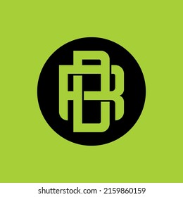 Monogram, Badge Logo, Initial letters R, D, RD or DR, Interlock, Modern, Sporty, Green and Black Color on Green Background