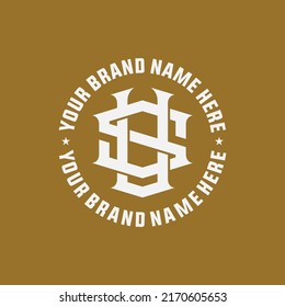 Monogram, Badge Logo, Initial letters S, U, SU or US, Interlock, Modern, Sporty, White Color on Brown Background