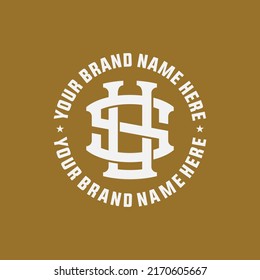 Monogram, Badge Logo, Initial letters S, U, SU or US, Interlock, Modern, Sporty, White Color on Brown Background