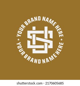 Monogram, Badge Logo, Initial letters S, U, SU or US, Interlock, Modern, Sporty, White Color on Brown Background