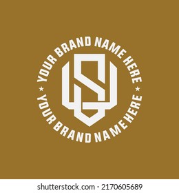 Monogram, Badge Logo, Initial letters S, U, SU or US, Interlock, Modern, Sporty, White Color on Brown Background