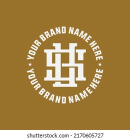 Monogram, Badge Logo, Initial letters S, U, SU or US, Interlock, Modern, Sporty, White Color on Brown Background