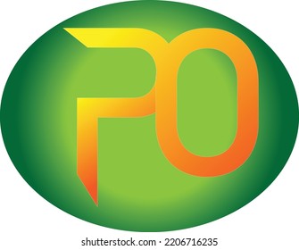 Monogram, Badge logo, Initial letters O, P, OP or PO, Interlock, Modern, Sporty, White and Red Color on Black Background