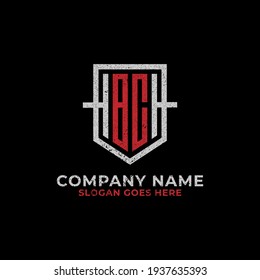 monogram BC logo design shield, initial letter BC, CB sign with retro vintage rustic style template