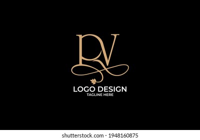 Monogram Beauty Letter PV Logo Calligraphic