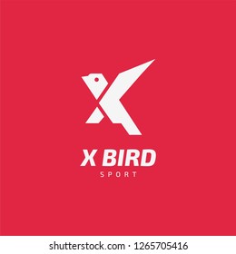 Monogram bird logo with X initial, design inspiration vector template for sport club