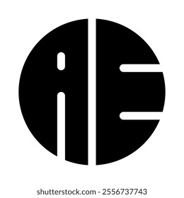monogram black white simple letter ae