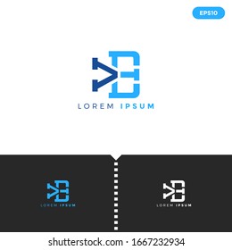 Monogram Blue Letter b logo design template elements for Business, Consulting Company Group. vector