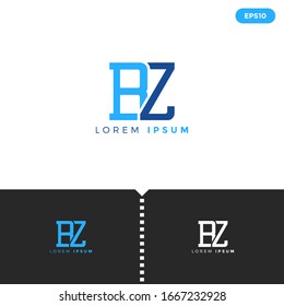 Monogram Blue Letter bz logo design template elements for Business, Consulting Company Group. vector