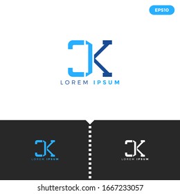Monogram Blue Letter ck logo design template elements for Business, Consulting Company Group. vector