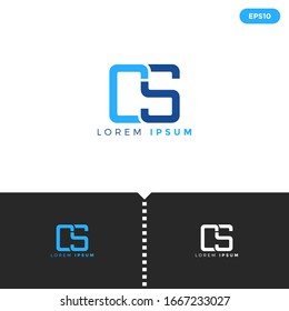 Monogram Blue Letter cs logo design template elements for Business, Consulting Company Group. vector