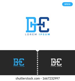 Monogram Blue Letter de Logo Design Template Elemente für Business, Consulting Company Group.Vektorillustration