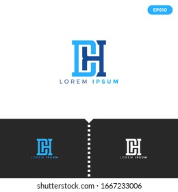Monogram Blue Letter dh logo design template elements for Business, Consulting Company Group. vector