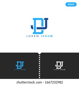 Elementos de plantilla de diseño del logotipo Monogram Blue Letter dj para Business, Consulting Company Group.vectorial