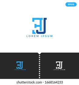 Monogram Blue Letter EJ  logo design template elements for Company Group. Simple Flat style. Eps10 vector.