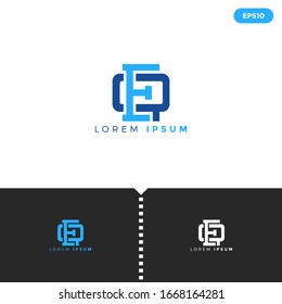 Elementos de plantilla de diseño de logotipo de carta azul monograma para grupo de empresa. Sencillo estilo Flat. Vector Eps10.