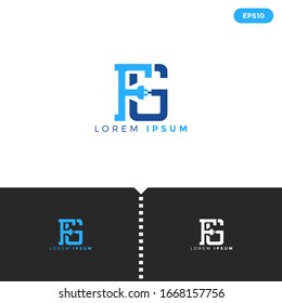 Elementos de plantilla de diseño del logotipo FG Monogram Blue Letter para Company Group. Sencillo estilo Flat. Vector Eps10.