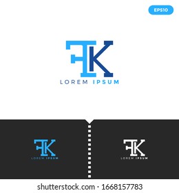Monogram Blue Letter FK  logo design template elements for Company Group. Simple Flat style. Eps10 vector.