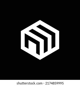 Logotipo de caja monográfica con letra N