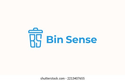 monogram BS logo and Bin sense logo with a blue bin icon