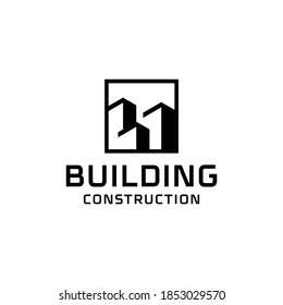 Monogram building architecture logo icon vector design inspiration template