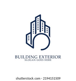 Monogram Building Construction Logo Design Vector, Building With Hi Five Or Hand Shape, Best For Real Estate, Apartment, Building Company Premium Logo