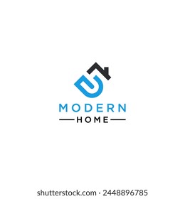 monogram building construction logo design vector, building with number five shape, best for real estate, apartment, building company.