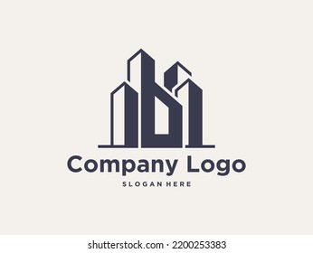 monogram building real estate with letter b logo design