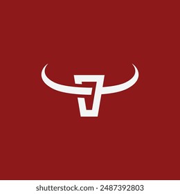 Monogram bull face logo. Simple geometric bull icon design.