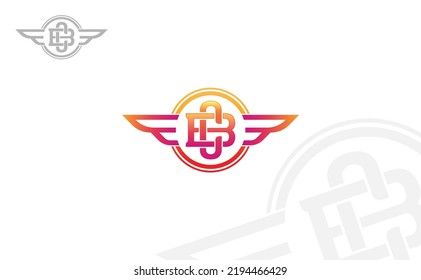 Monogram C, E, and B logo concept. Classic wing outline with letter. Vector illustration.