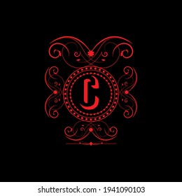 Monogram C letter alphabet wedding initial hand drawn. Luxury Logo template in vector for Restaurant, Royalty, Boutique, Cafe, Hotel, Heraldic, Jewelry, Fashion and other vector illustration