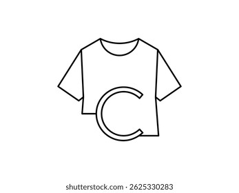 monogram C tshirt apparel symbol icon design vector isolated transparent background