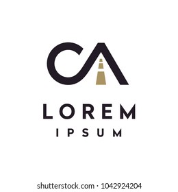 Monogram CA AC, Initial Letter  A C business transport road street logo design 