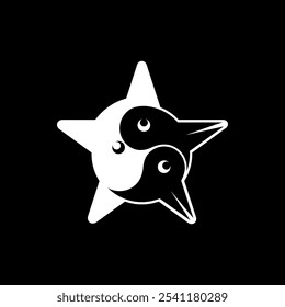 The monogram is the cat, bird and star. Elegant and unique.