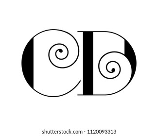 Monogram CD ,minimal and abstract alphabet letter CD,DC.C and D logo vector illustration black and white and swirls 