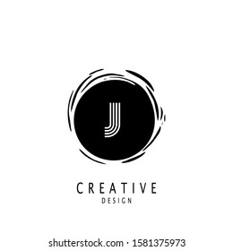 Monogram Circle Sun Letter J  logo. Vector design concept sun shape with letter J logo on monogram color.