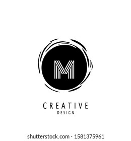 Monogram Circle Sun Letter M logo. Vector design concept sun shape with letter M logo on monogram color.