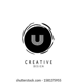 Monogram Circle Sun Letter U logo. Vector design concept sun shape with letter U logo on monogram color.