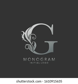 Monogram Classy  G Letter logo icon vector design concept luxury nature leaf silver color.