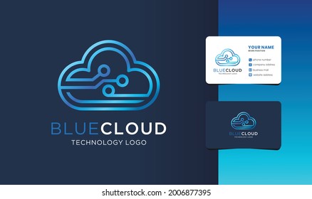 monogram cloud logo with business card design.
