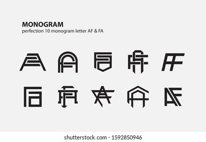 monogram collection letter AF or FA black on white background for clothing, apparel, sport, company