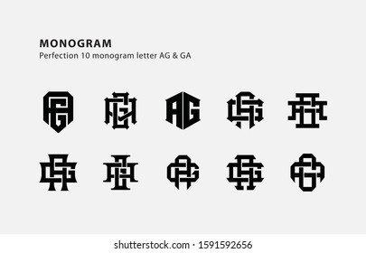 monogram collection letter AG or GA black on white background for clothing, apparel, sport, company