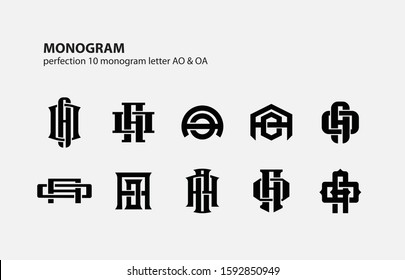 monogram collection letter AO or OA black on white background for clothing, apparel, sport, company