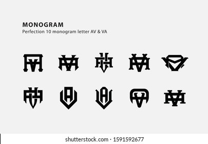 monogram collection letter AV or VA black on white background for clothing, apparel, sport, company