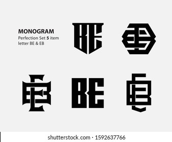 monogram collection letter BE or EB black on white background for clothing, apparel, sport, company